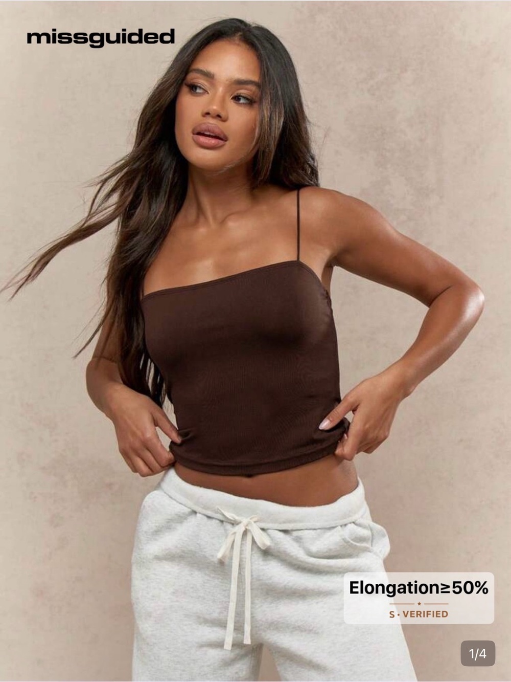 Missguided Brown Cowl Neck Spaghetti Strap Crop Top